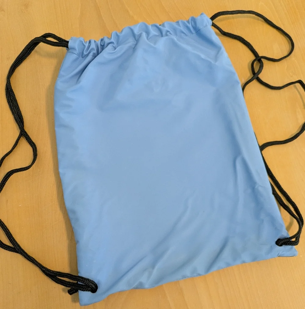 Girl Scouts Blue Drawstring Brownie Backpack & Patches